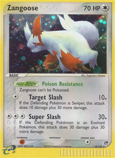 Zangoose #14 EX Sandstorm Pokemon card