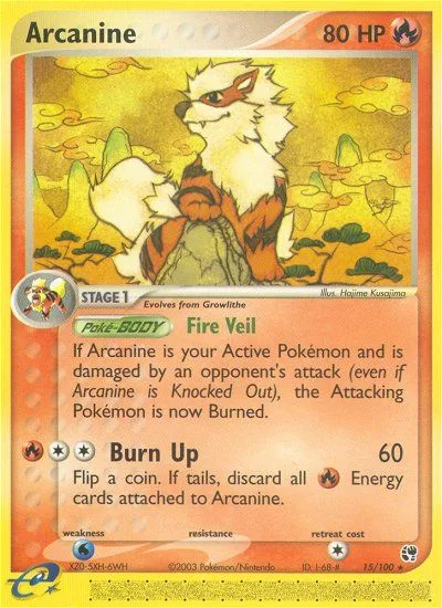 Arcanine #15 EX Sandstorm Pokemon card