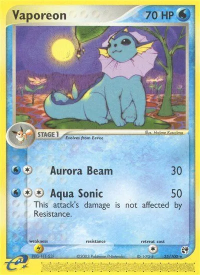 Vaporeon #25 EX Sandstorm Pokemon card