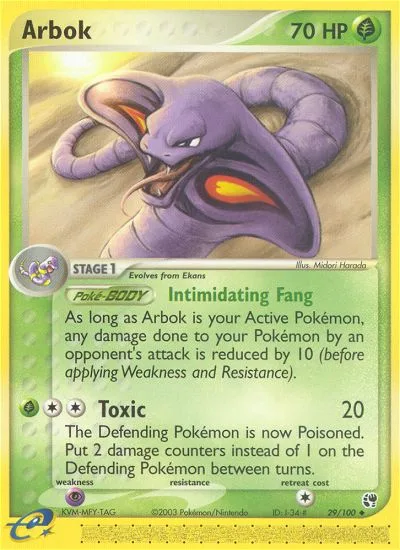 Arbok #29 EX Sandstorm Pokemon card