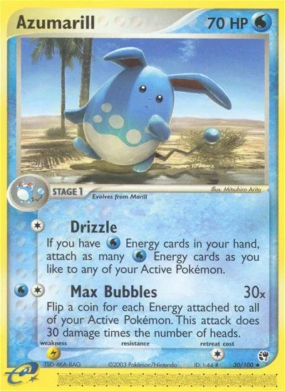 Azumarill #30 EX Sandstorm Pokemon card