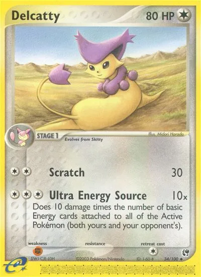 Delcatty #34 EX Sandstorm Pokemon card
