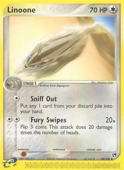 Linoone #44 EX Sandstorm Pokemon card