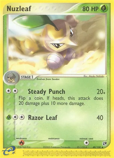 Nuzleaf #48 EX Sandstorm Pokemon card