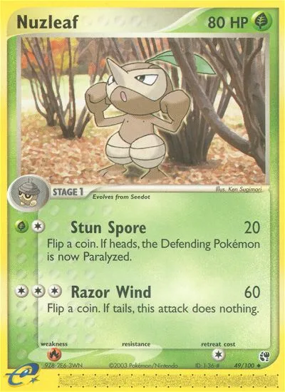 Nuzleaf #49 EX Sandstorm Pokemon card