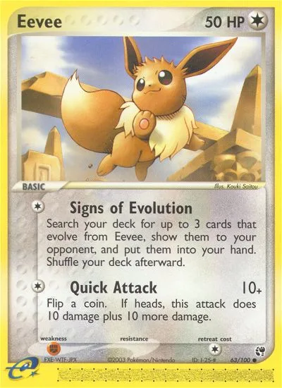 Eevee #63 EX Sandstorm Pokemon card