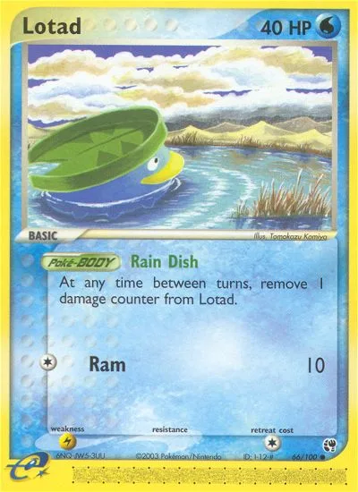 Lotad #66 EX Sandstorm Pokemon card
