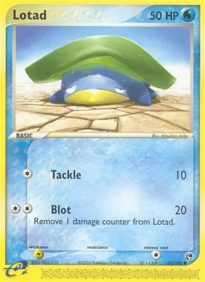 Lotad #67 EX Sandstorm Pokemon card