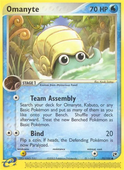Omanyte #70 EX Sandstorm Pokemon card