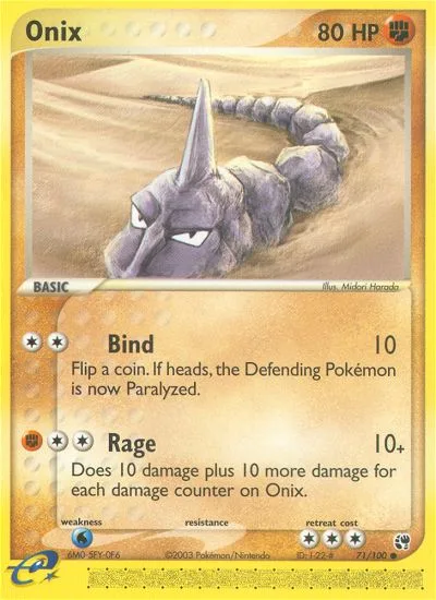 Onix #71 EX Sandstorm Pokemon card