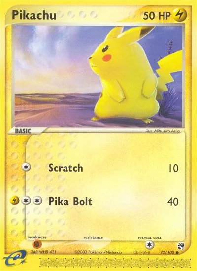 Pikachu #72 EX Sandstorm Pokemon card