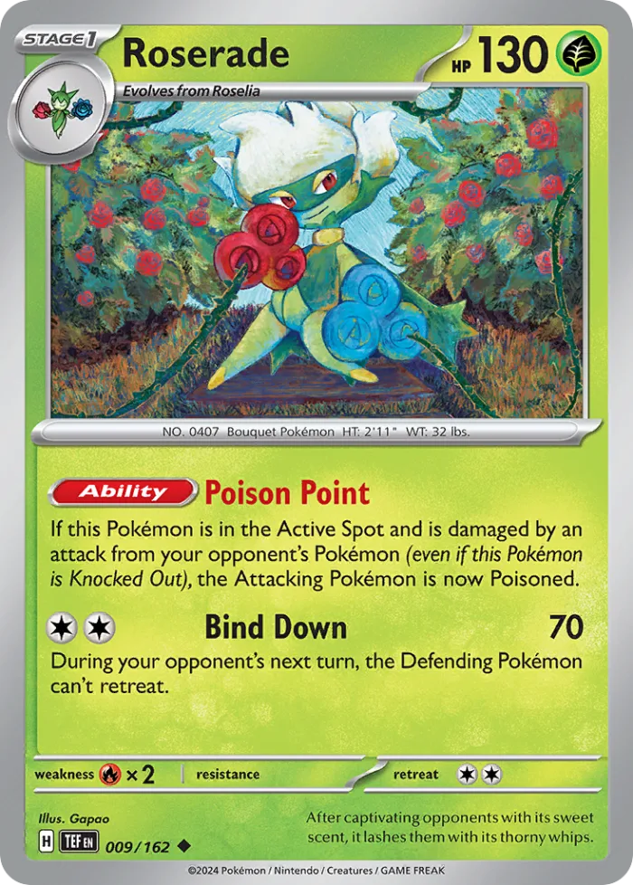 Roserade #9 Temporal Forces Pokemon card