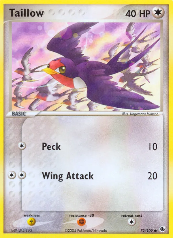 Taillow #72 EX Ruby & Sapphire Pokemon card