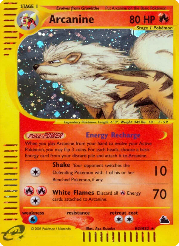 Arcanine #H2 Skyridge Pokemon card
