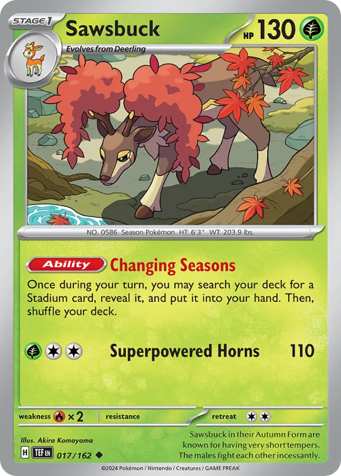Sawsbuck #17 Temporal Forces Pokemon card