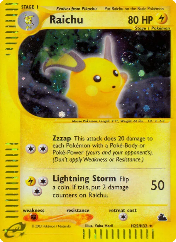 Raichu #H25 Skyridge Pokemon card