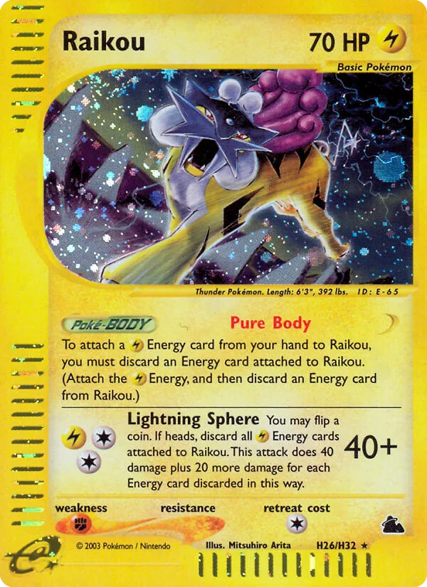 Raikou #H26 Skyridge Pokemon card
