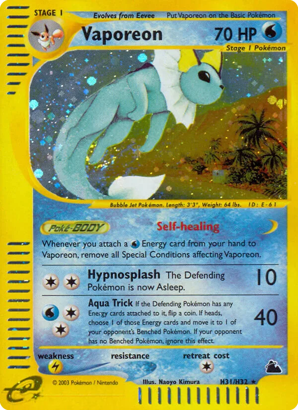 Vaporeon #H31 Skyridge Pokemon card
