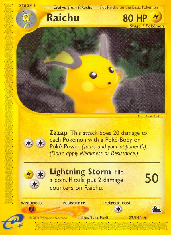 Raichu #27 Skyridge Pokemon card
