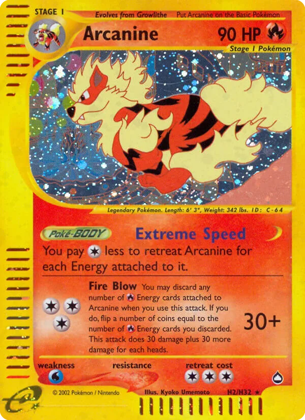 Arcanine #H2 Aquapolis Pokemon card