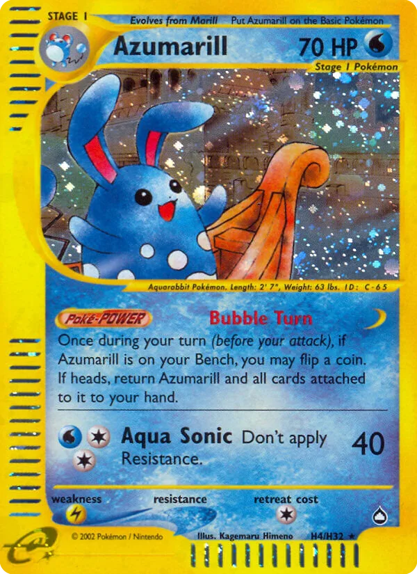 Azumarill #H4 Aquapolis Pokemon card