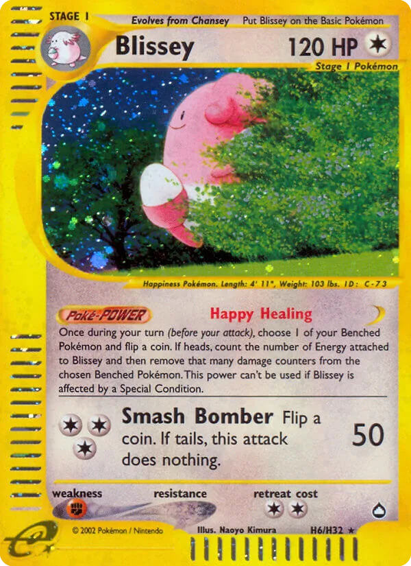 Blissey #H6 Aquapolis Pokemon card