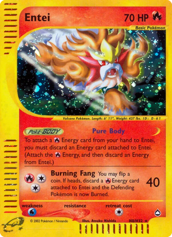 Entei #H8 Aquapolis Pokemon card