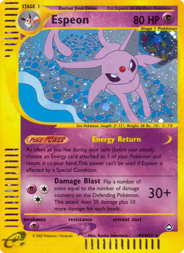 Espeon #H9 Aquapolis Pokemon card