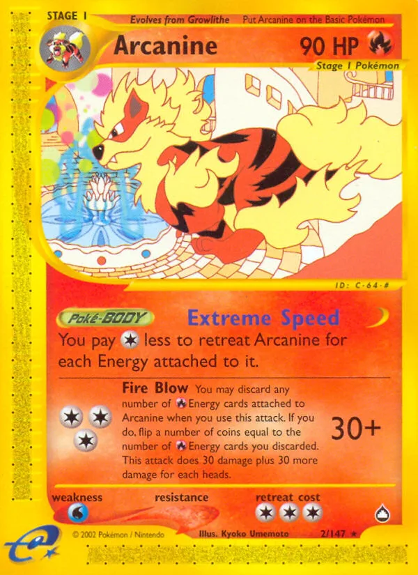 Arcanine #2 Aquapolis Pokemon card
