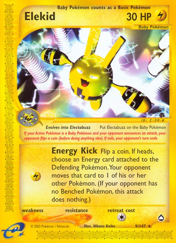 Elekid #9 Aquapolis Pokemon card