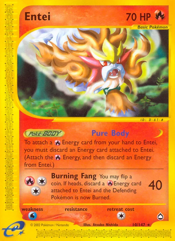 Entei #10 Aquapolis Pokemon card