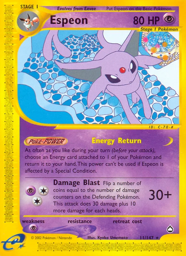 Espeon #11 Aquapolis Pokemon card
