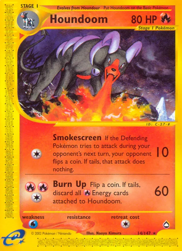 Houndoom #14 Aquapolis Pokemon card