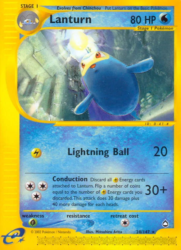 Lanturn #20 Aquapolis Pokemon card