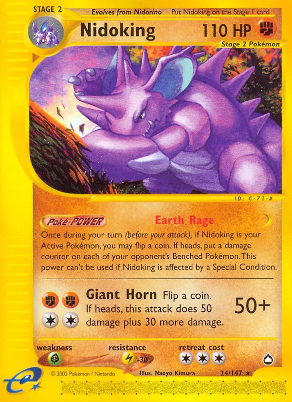 Nidoking #24 Aquapolis Pokemon card