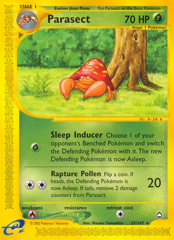 Parasect #27 Aquapolis Pokemon card
