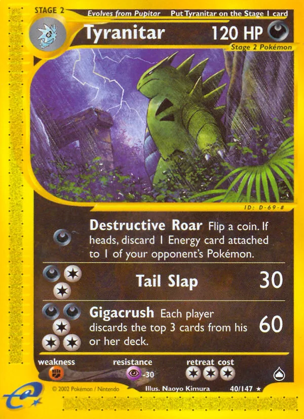 Tyranitar #40 Aquapolis Pokemon card