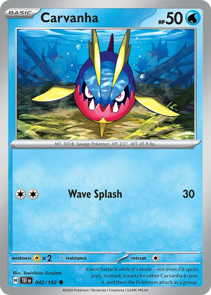 Carvanha #42 Temporal Forces Pokemon card