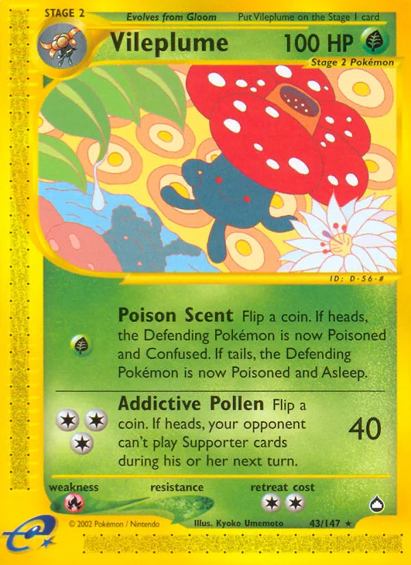 Vileplume #43 Aquapolis Pokemon card
