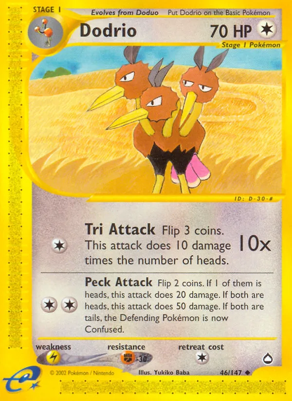 Dodrio #46 Aquapolis Pokemon card
