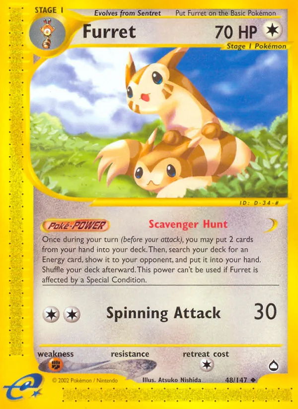 Furret #48 Aquapolis Pokemon card