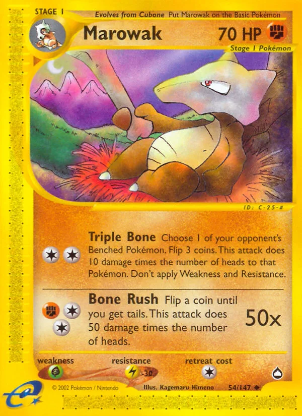 Marowak #54 Aquapolis Pokemon card