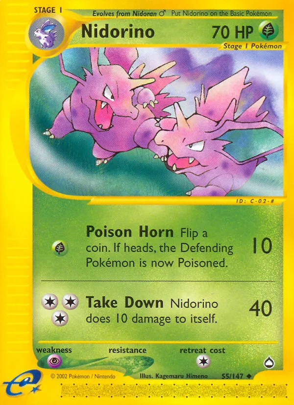Nidorino #55 Aquapolis Pokemon card