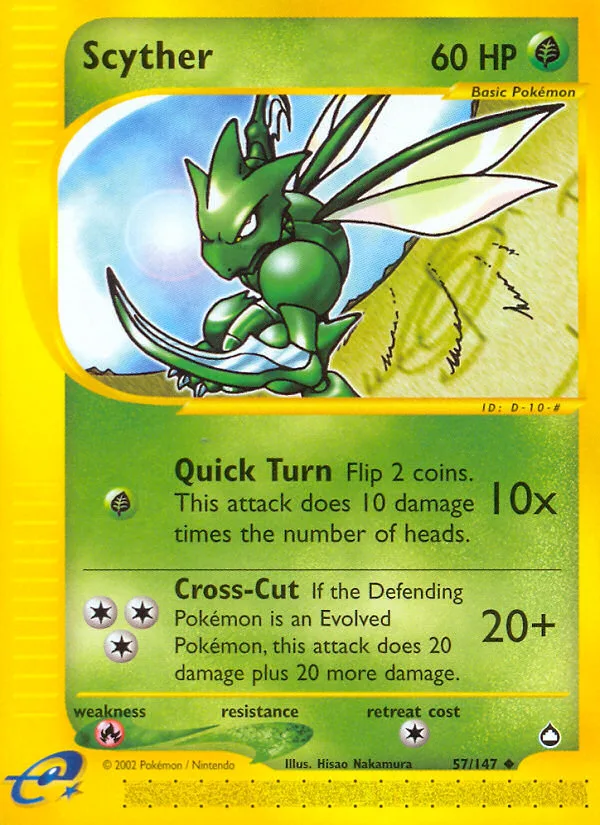 Scyther #57 Aquapolis Pokemon card
