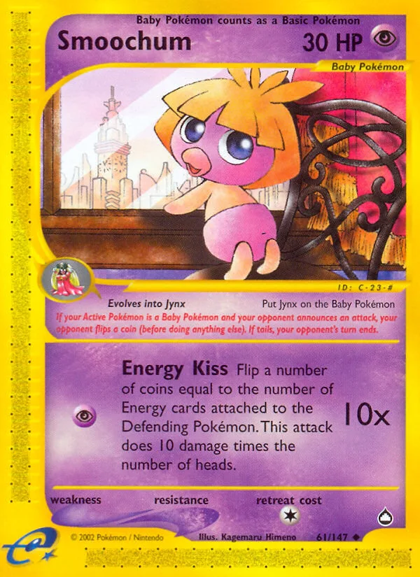 Smoochum #61 Aquapolis Pokemon card