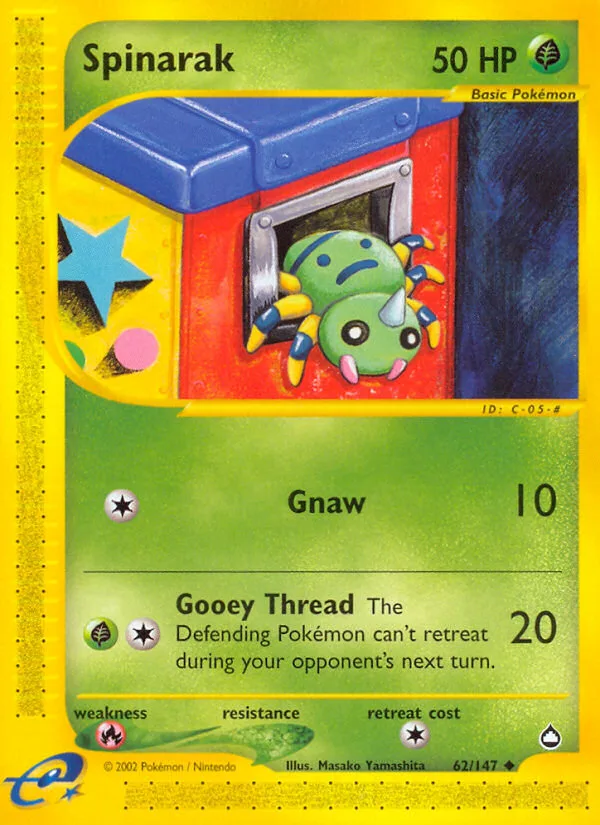 Spinarak #62 Aquapolis Pokemon card