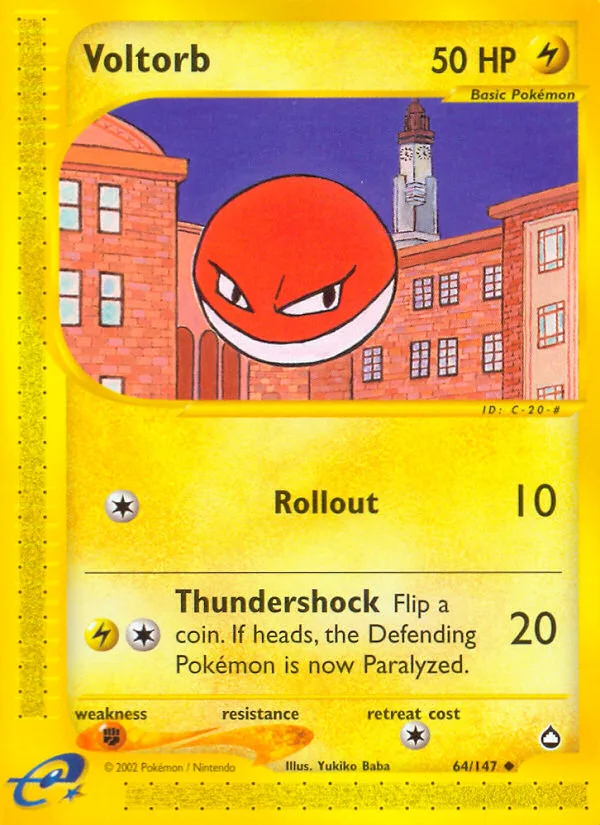 Voltorb #64 Aquapolis Pokemon card