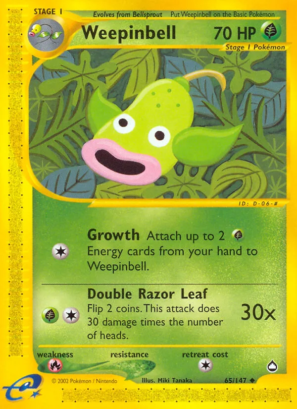 Weepinbell #65 Aquapolis Pokemon card