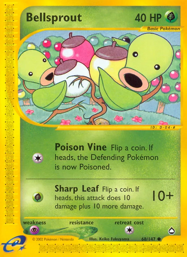Bellsprout #68 Aquapolis Pokemon card