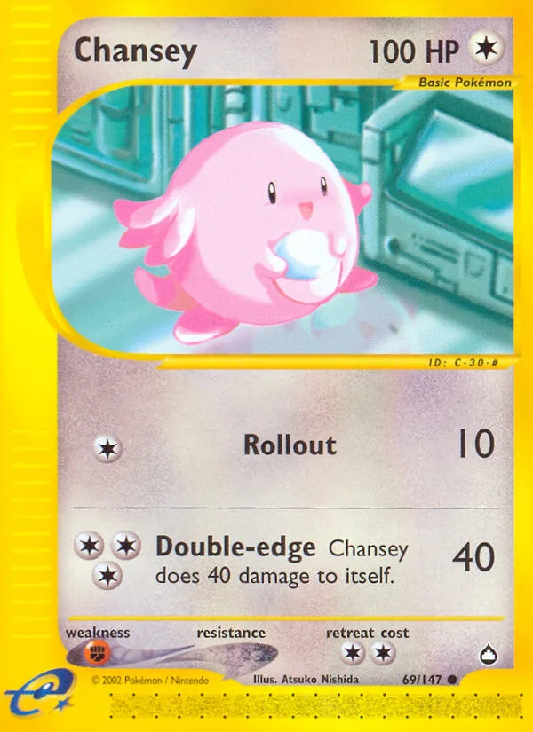 Chansey #69 Aquapolis Pokemon card